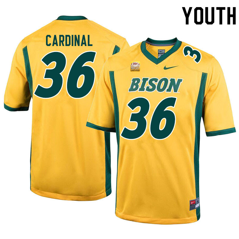 Youth #36 Will Cardinal North Dakota State Bison College Football Jerseys Sale-Yellow - Click Image to Close